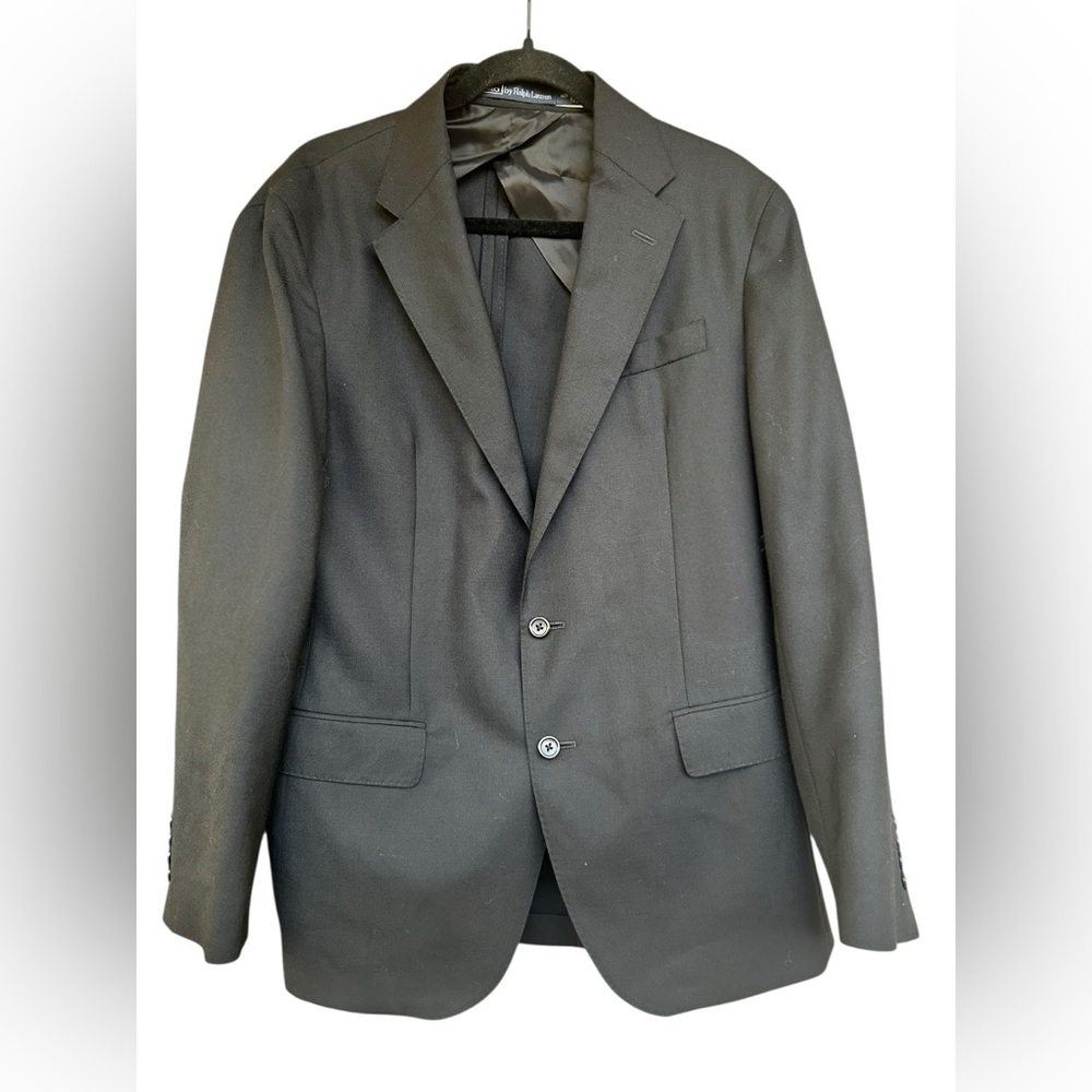 Polo Ralph Lauren Traveler Suit Jacket Black Wool Size 40R